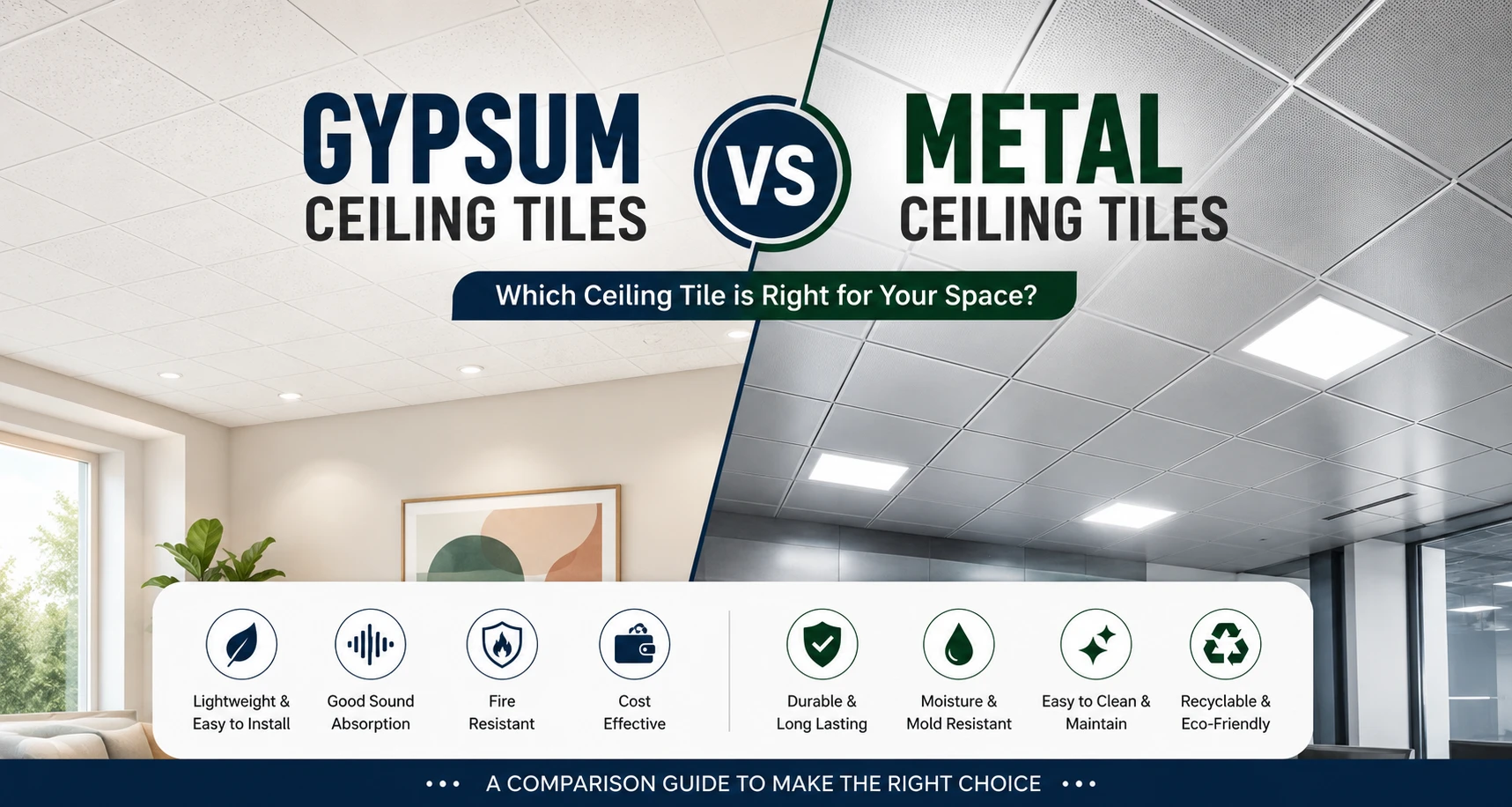 Gypsum Ceiling Tiles vs Metal Ceiling Tiles: Honest Comparison 2026